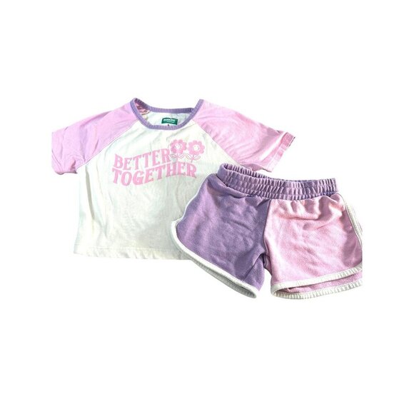Toddler Girls Matching Short Set Pink/Purple Size 4 - Picture 1 of 7